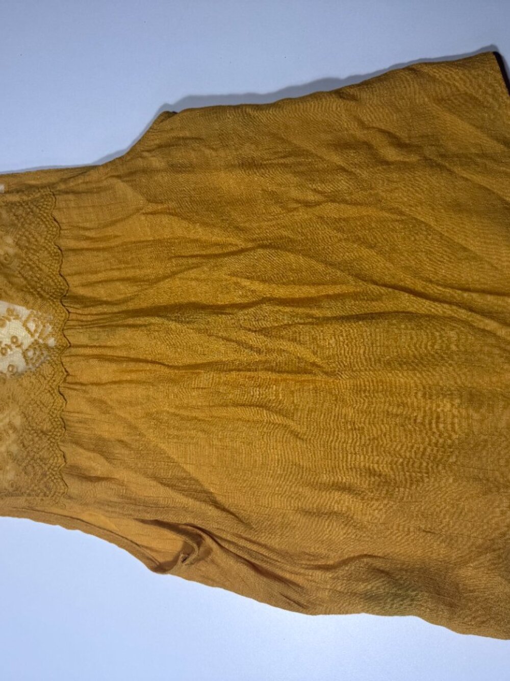 Edge Mustard Boho Lace Tie Front Sleeveless Blouse Top Large - Picture 11 of 11